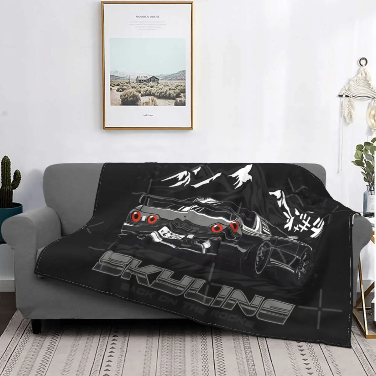 

Vr38-Manta con diseño de Skyline R32, colcha a cuadros para cama, sofá, manta doble, colcha de Picnic