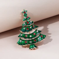 green enamel crystal tree brooches for women men creative fashion christmas tree party casual office brooch pins gifts jewelry