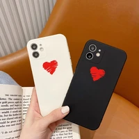 red love heart camera protection couples phone case for iphone 11 12 pro se 2020 7 8 plus x xr xs max matte soft tpu back cover