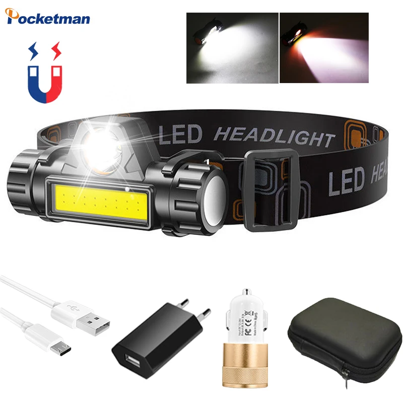 

Mini Flashlight Q5+COB Led Headlamp Powerful Built-in 18650 Battery Outdoor Camping Fishing Headlight Stepless Dimming