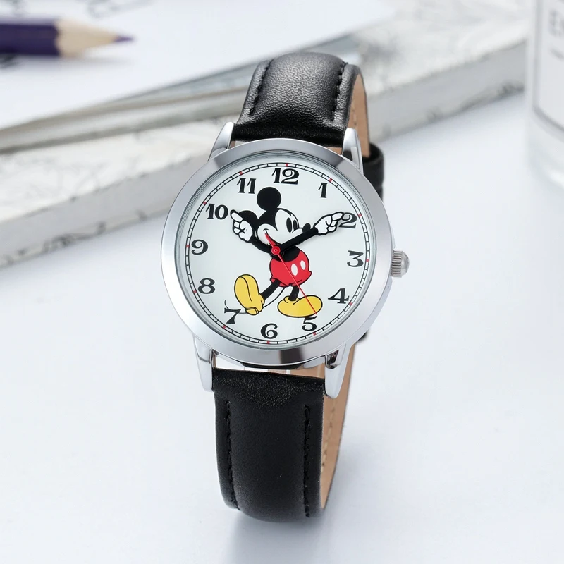 Children Watch Mickey Mouse Leather Strap Clock Kid Cartoon Disney Luxury Brand Time Smart Boy Hour Beautiful Girl Gift Hot Lady enlarge