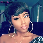 Парик с коротким вырезом, парик из человеческих волос, парик из прямых волос, бразильский парик из неповрежденных волос для женщин, парик из человеческих волос, парик на всю машину с челкой