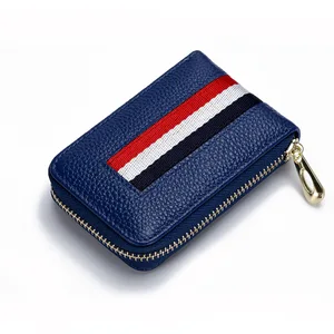 genuine leather card holder female male wallet for cards business credit card case patchwork id cardholder unisex zip purse rfid free global shipping