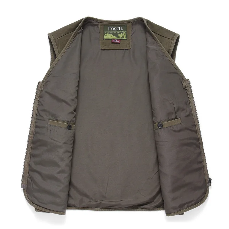 

New Men's Cotton Waistcoat Thick 6Xl Multi-Pocket Vest Men's Outdoor Fishing Vest Photography