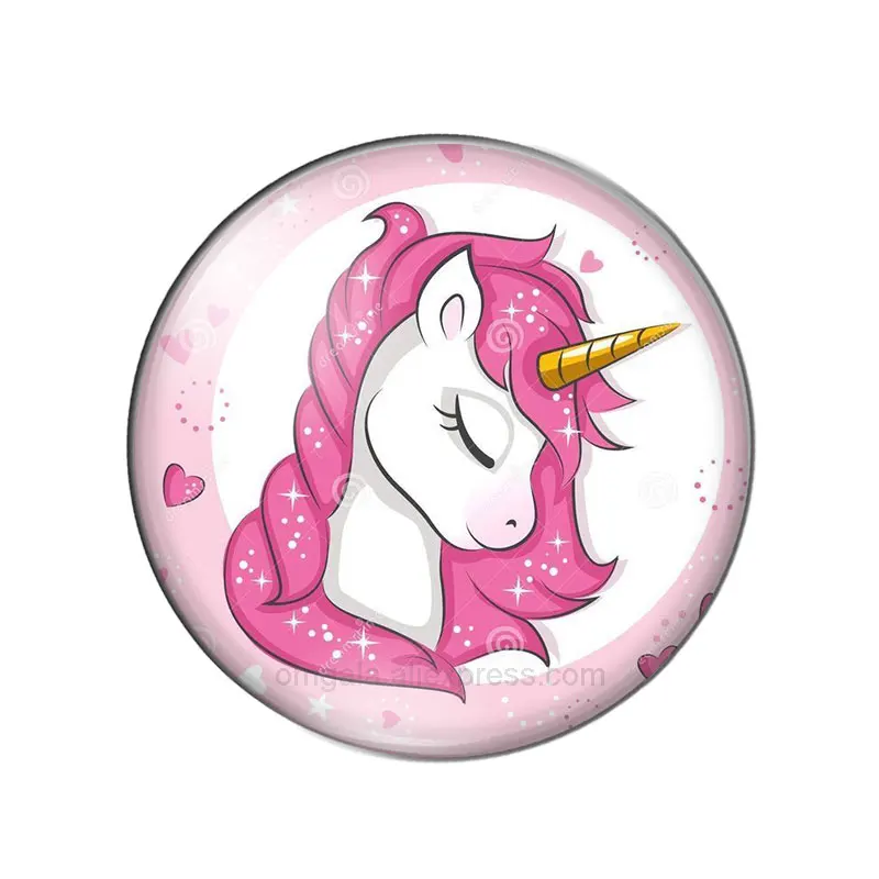 Единорог девушки мультфильм стекло кнопки сделай сам серьги гвоздики с