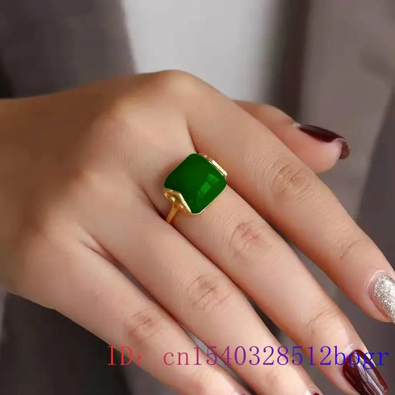 

Natural Hetian Jade Ring Women 925 Silver Fashion Chalcedony for Gifts Amulet Jewelry