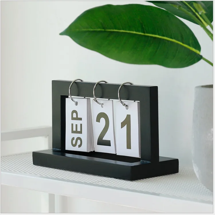 1PCS Vintage Wood Desk Page Flip Calendar Block Planner Permanent Desktop Decoration Accessories | Дом и сад