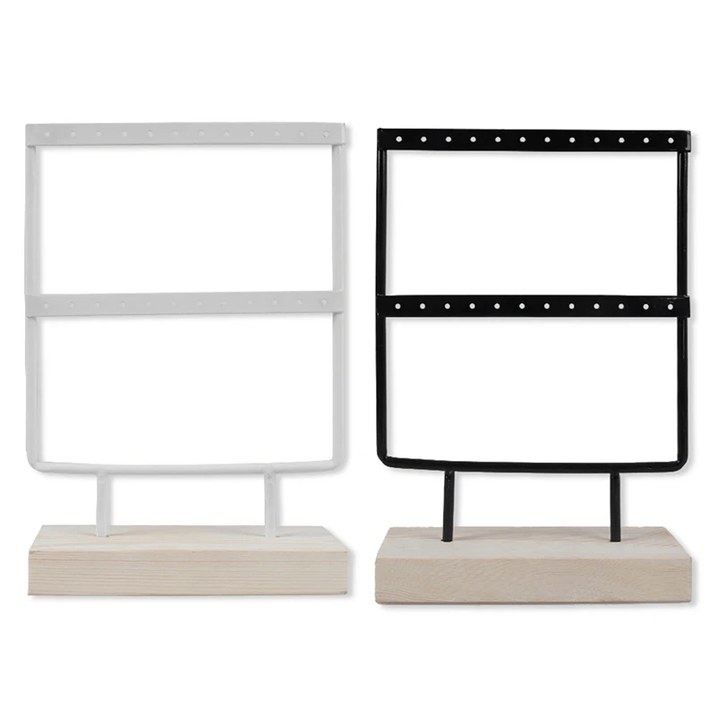 

Earrings Hanging Stand Jewellery Holder Organizer Hanger Storage Rack Display Studs Display Rack with Wooden Base