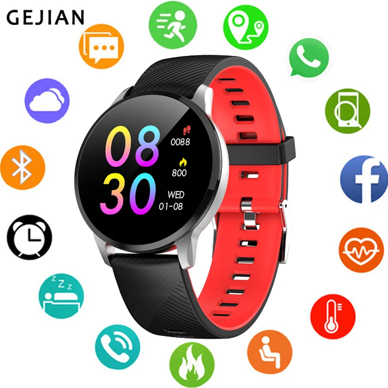 GEJIAN Смарт часы водонепроницаемые фитнес трекер пульсометр Монитор