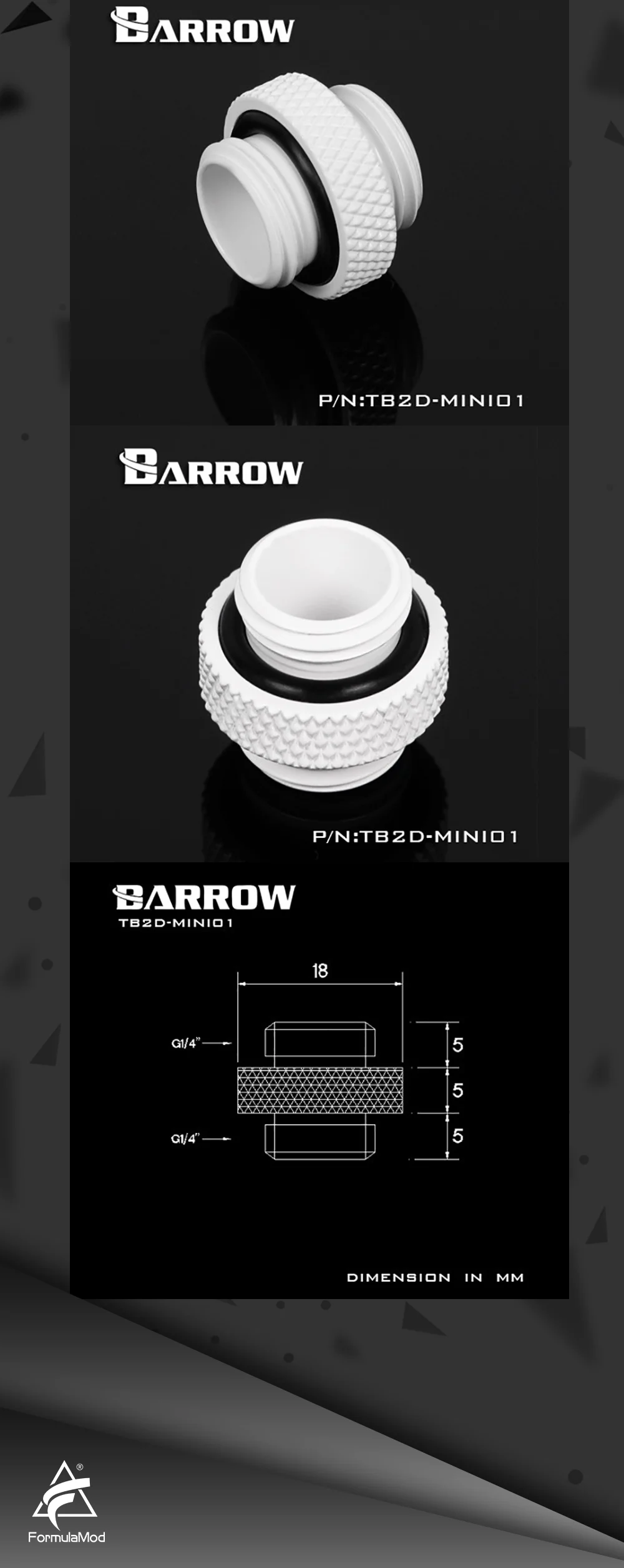 Курган TB2D-MINI01 папа-папа мини-фитинг G1/4 ''черный серебряный белый золотой Соединительный адаптер