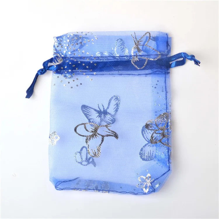 

100pcs/lot 13x18cm Silver Butterfly Organza Bag Wedding Party Candy Pouches Jewelry Accessories Packaging Drawstring Bags