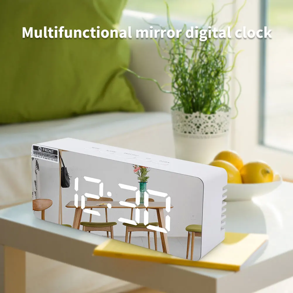 

LED Mirror Table Clock Temperature Display Thermometer Bedroom Decor Kids Bedroom Snooze Temperature Display Digital Clock