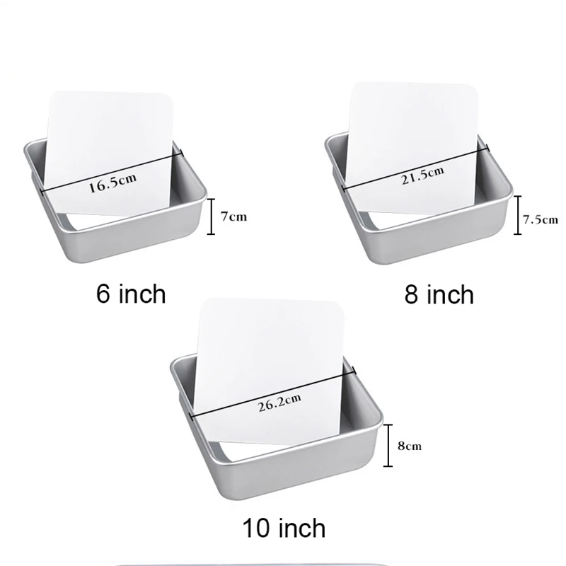 

6/8/10 inch Square Movable Bottom Cake Mold Mould Square Aluminum Alloy Chiffon Cake Mold Baking Utensils Home Baking DIY Tools