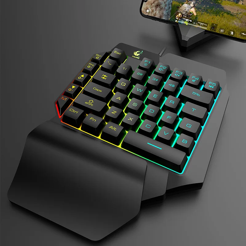 Проводная игровая клавиатура с RGB светодиодный подсветкой USB-конвертер 39 клавиш