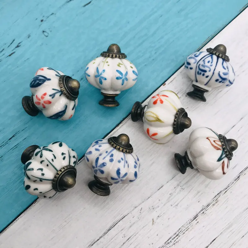 1 шт. элегантные дверные ручки и ручная роспись цветочная керамическая ручка для