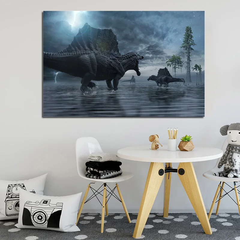 Живопись на холсте с динозавром животное мать и ребенок настенные