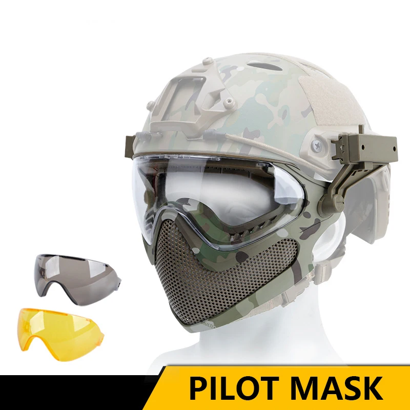 

Airsoft Paintball Hunting Dual-mode Tactical Equipment Upgrade Steel Mesh Half Face Mask Military War Game Protective Face Mask