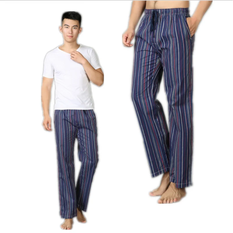 2019 весенне-летние мужские брюки из 100% хлопка для сна свободные больших размеров