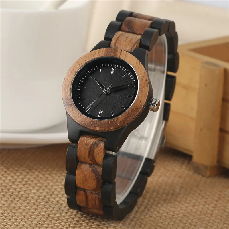 

Steampunk Handmade Natural Wooden Women Watches Arabic Number Dial Timepiece Quartz Analog Wristwatch Full Wood Ladies Bangle