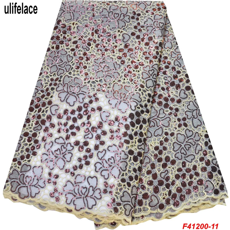 

Высококачественная вырезанная вручную африканская искусственная кружевная ткань с цветными блестками нигерийская Гана случайное Шитье