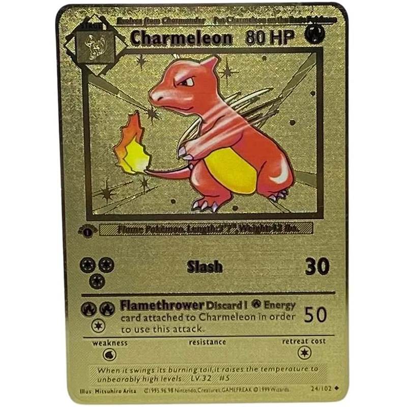 8 8*6 3 см покемон металлическая Золотая карта Charmeleon Slash card коллекционная игрушка