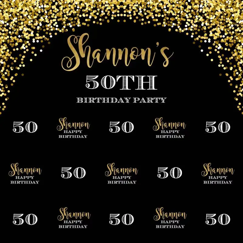 Happy 50th 60th 70th День рождения золотого цвета с узором в горошек блестками плакат фон