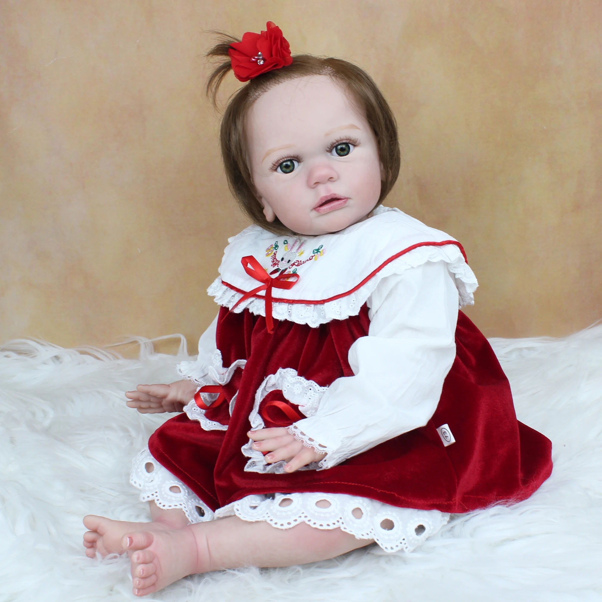 

60 CM 3D-Paint Skin Soft Silicone Reborn Baby Doll Toy For Girl Lifelike 24 Inch Princess Toddler Dress Up Alive Bebe Real Touch