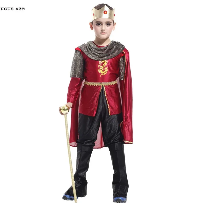 

European Middle Ages Boys Halloween King Costumes Kids Children Prince Cosplay Carnival Purim Parade Stage Role Play Party Dress