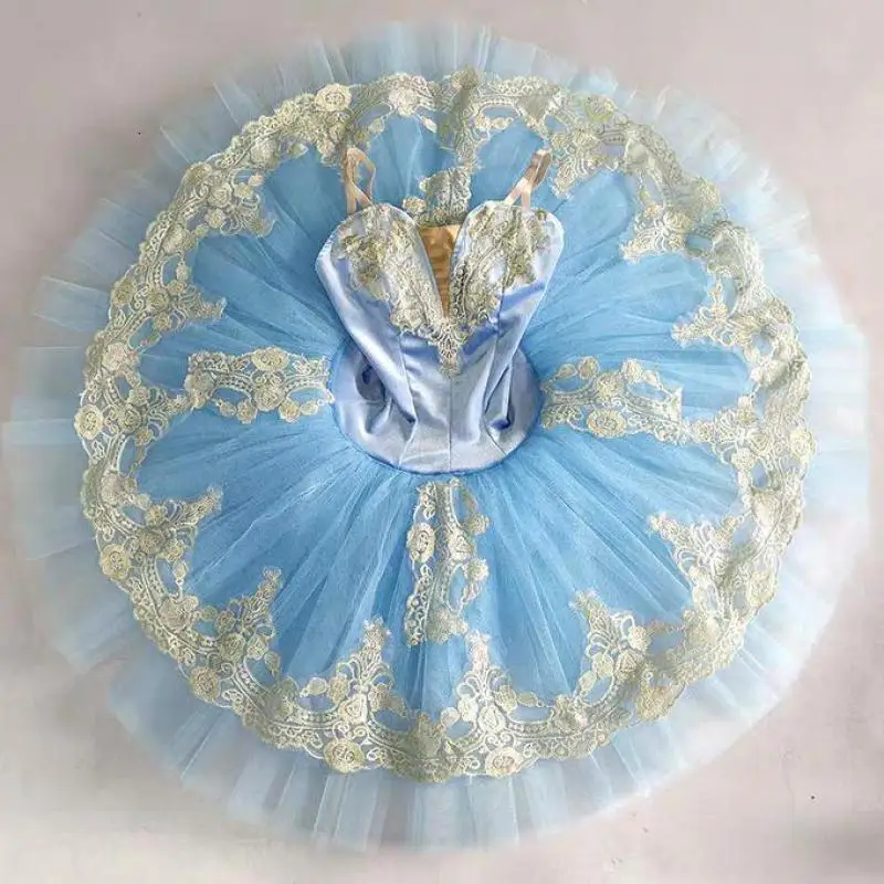 Профессиональная балетная туту для девочек, детей и взрослых женщин в костюме Лебединого озера синего цвета с пышной юбкой для сценических выступлений.