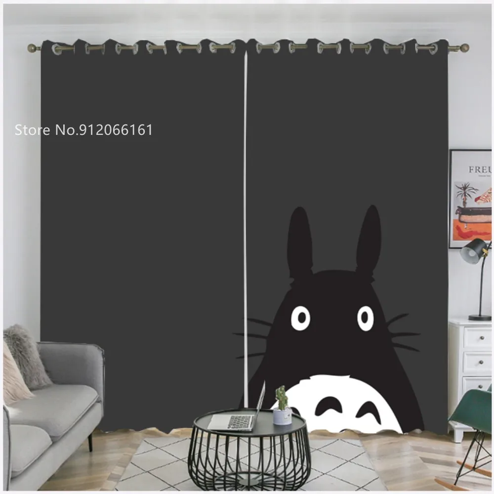 

Anime Totoro Window Curtain 3D Print My Neighbor Totoro Window Drapes 2 Panels Home Colorful Custom Cartoon Window Treatment