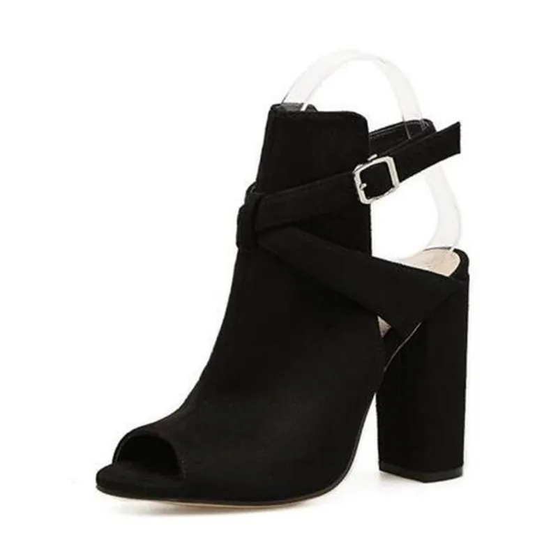 

Women Sandals Gladiator High Heels Strap Pumps Buckle Strap Shoes Fashion Summer Ladies Shoes Black size 35-42