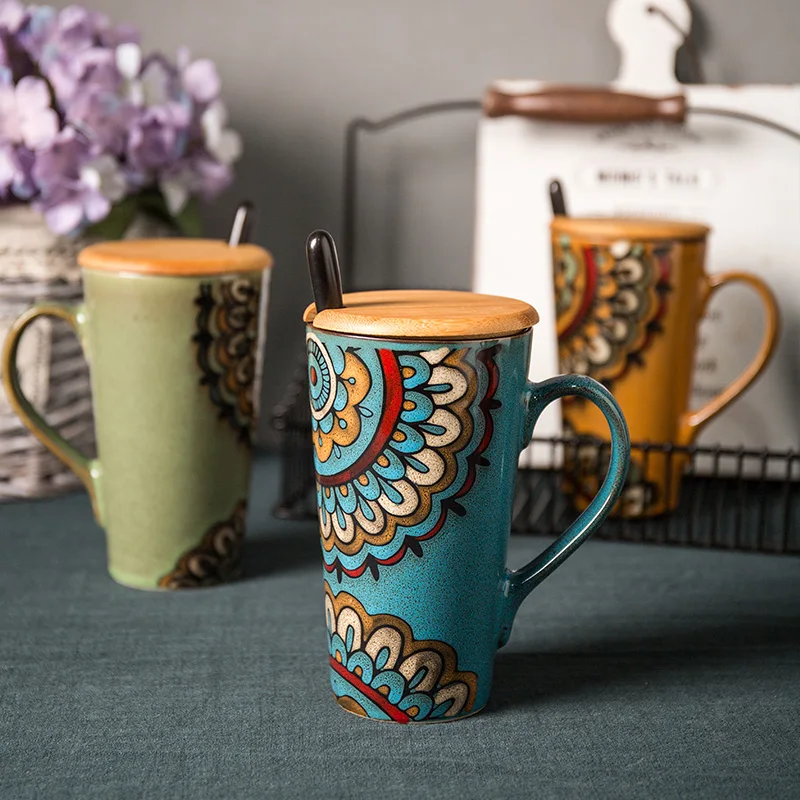 Керамическая кружка в стиле ретро большая емкость чайная чашка для офиса чашки