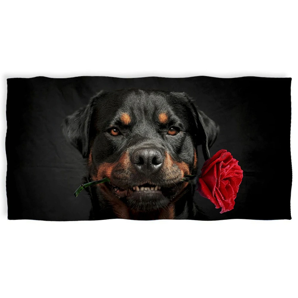 HUGSIDEA Большое пляжное полотенце с принтом ротвейлера для взрослых и детей одеяло