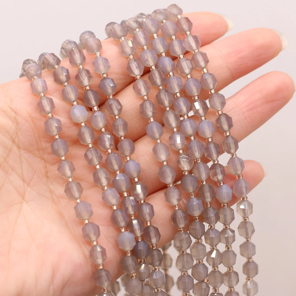 

Natural Stone Semi-precious Stone 6mm Faceted Beads Grey Agate DIY Making Necklace Bracelet Anklet Accessories Beads