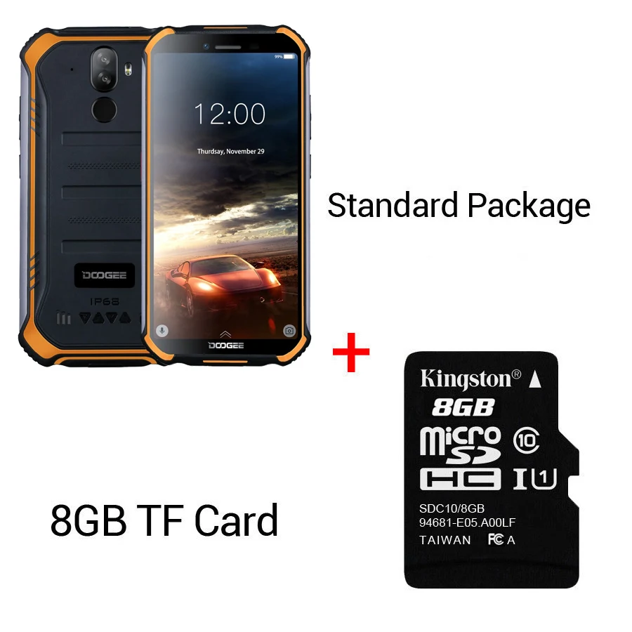Orange N 8GB Card DOOGEE S40 4G сетевой Мобильный телефон 5,5 дюймов дисплей 4650 мАч MT6739 четырехъядерный 3 ГБ ОЗУ 32 Гб ПЗУ Android 9,0 IP68/IP69K - Цвет: Orange N 8GB Card