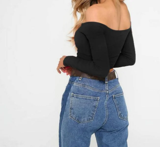 

Zoulv High Quality Women Fashion Solid Comfortable T-shirt 2020 Winter Long Sleeve Slash Neck Ruffle Sexy Crop Tops