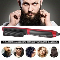 multifunctional men beard straightener brush negative ion straighten hair and beard fast heating electric beard brush hair style