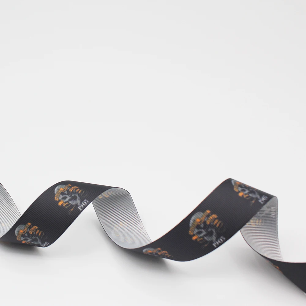 

25-75MM Skeleton Grosgrain Ribbon Design Customized Logo Printed for Hair Bow DIY Decor Bag Sewing E38