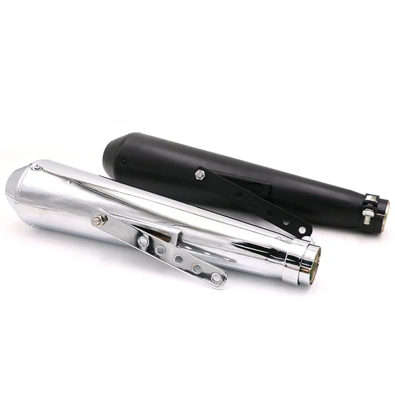 Universal retro Motorcycle Cafe Racer Exhaust Pipe with Sliding Bracket Antique Muffler pipe For Harley Custom | Автомобили и