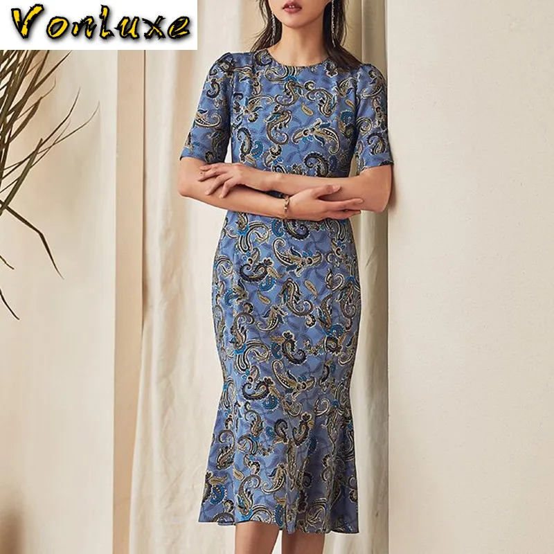 Женское винтажное платье с цветочной вышивкой элегантное приталенное вечернее в