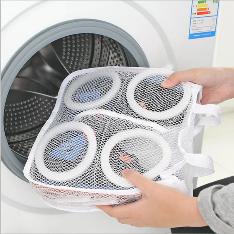 

Household Shoes Laundry Mesh Wash Bag Portable Polyester Zipper Dry Shoes Hanging Bag Storage Organizer Laundry Bags Washing Bag