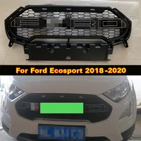 for ford ecosport 2018 2020 high quality abs front middle grille trim racing grill with led lights limited modified mesh grill