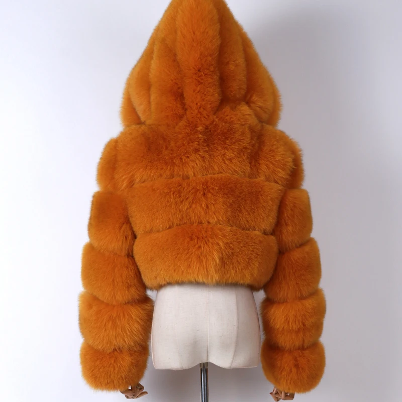 

coat fox ladies women fur real hooded jacket