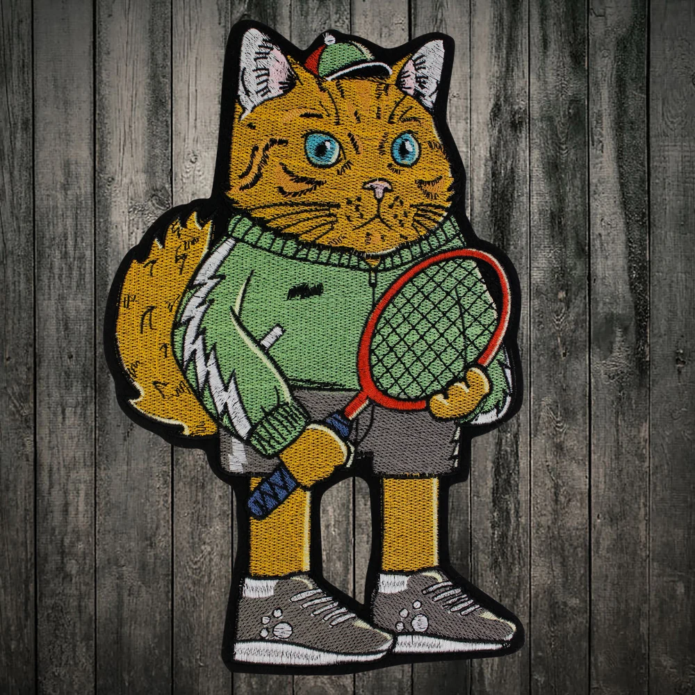 Татуировки кошка с ножом вышивка патч японская культура лапша Утюг на крутой