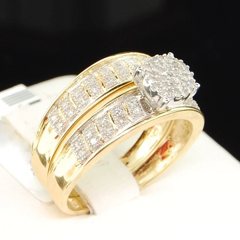 Набор обручальных колец с модные украшения из циркония кристаллами для мужчин и