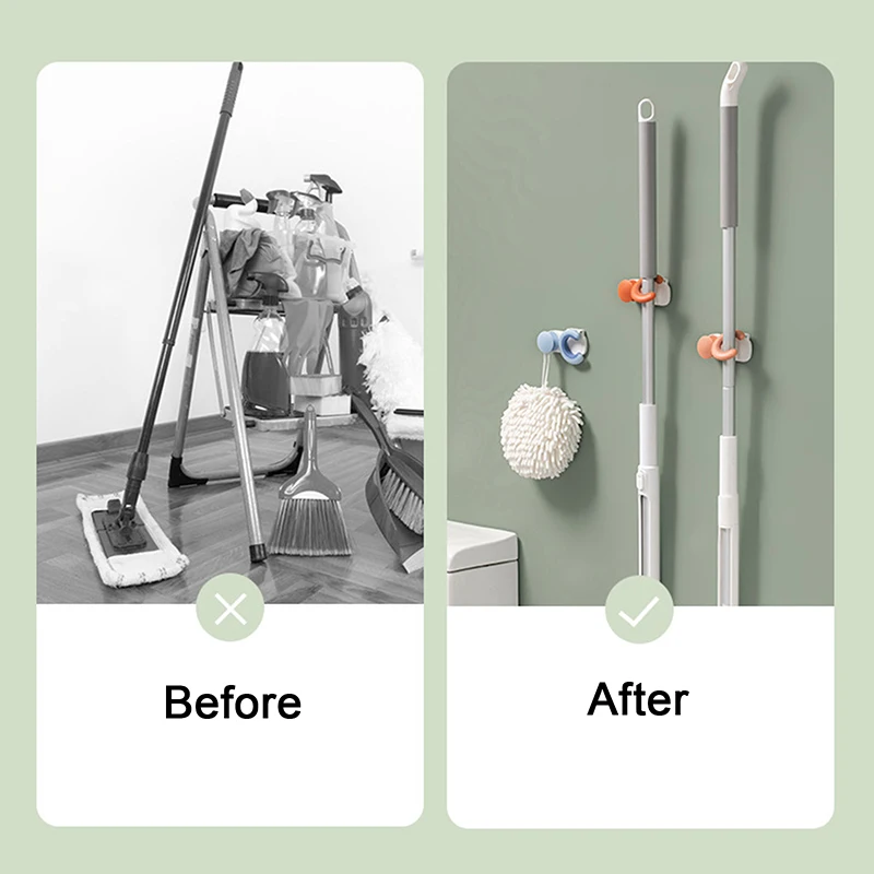 

Wall mounting Mop Rack Hook Bathroom Mop Sticky Hanger Home Storage Rek Bathroom South Button Pipe Hook