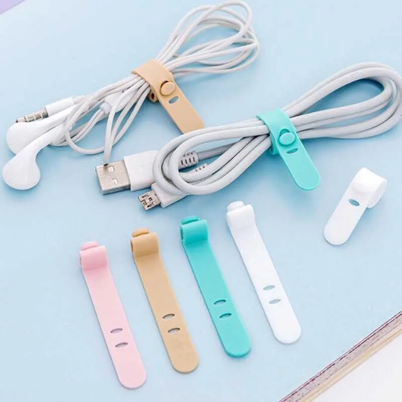 

Cable Organizer Silicone Wire Binding Data Cable Tie Management Bobbin Winder Marker Holder Tape Lead Straps Trig Rain