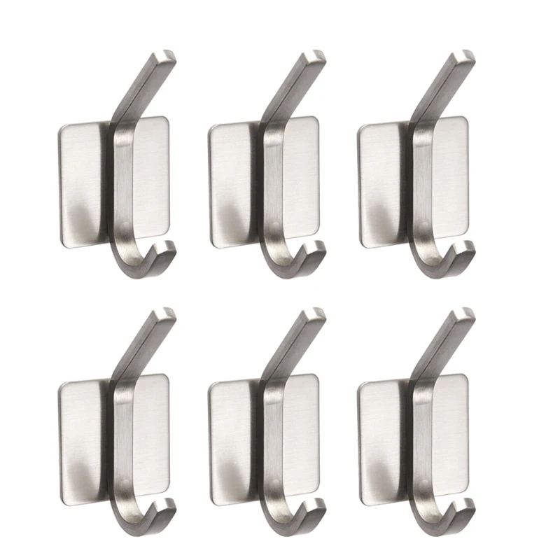 

6 Pcs Adhesive Hooks Heavy Duty Wall Hooks for Hanging Hat Towel Bag Rustproof