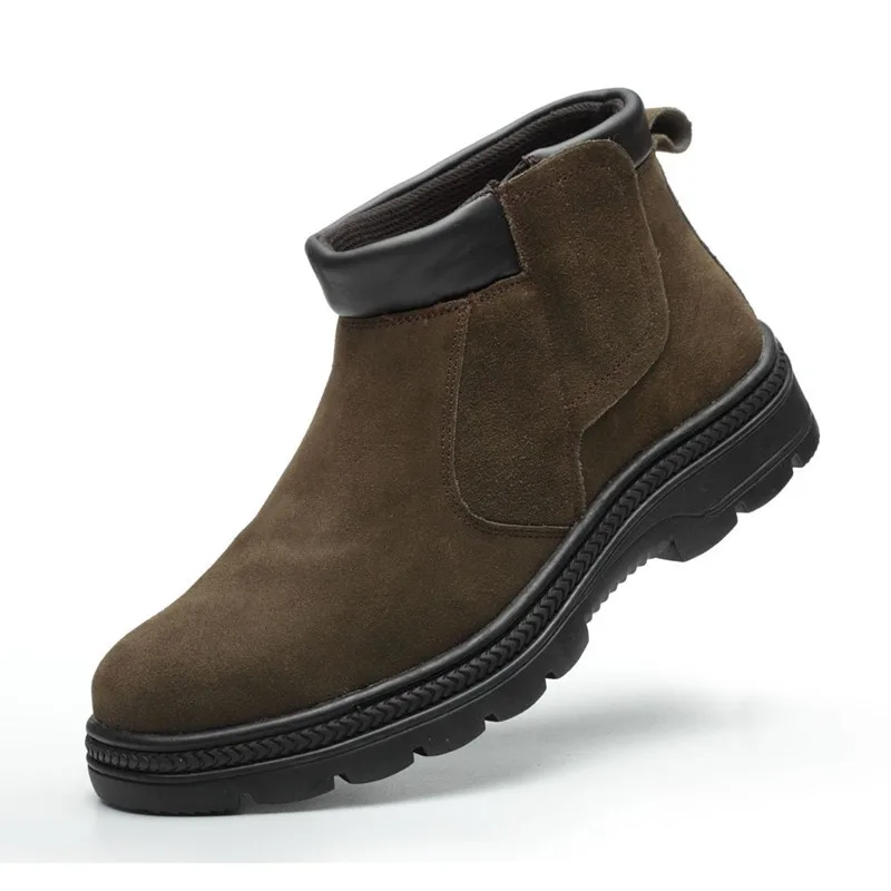 

mens casual steel toe caps work safety boots cow suede leather welder shoes platform safe footwear security boot ankle botas man
