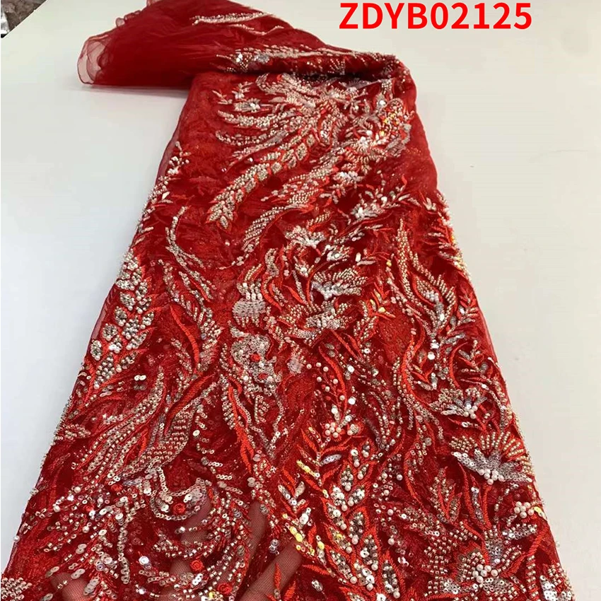 

New Design French Lace Fabric African Ankara Quality Sequin Material Silk Textiles Cloths For Party Dress ZDYB02125 B